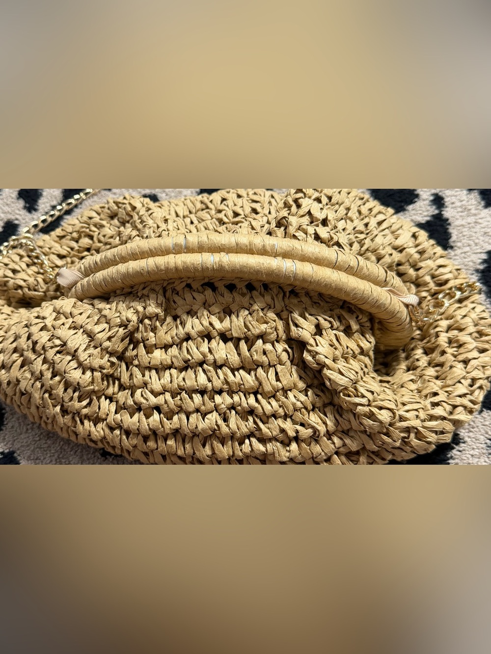 Woven Straw Tote Bag in Natural Tan